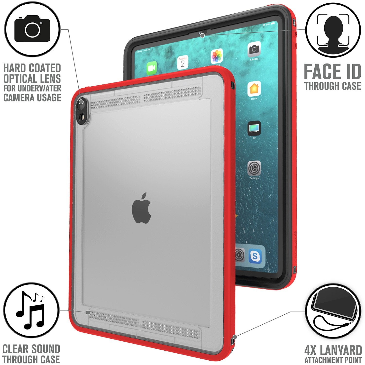 CATIPDPRO12RED3 | Waterproof Case for 12.9" iPad Pro (2018/3rd gen)