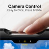 A person holds an iPhone 16 with a Catalyst Drop Proof Case in black, pressing on the Camera Control button. The text 