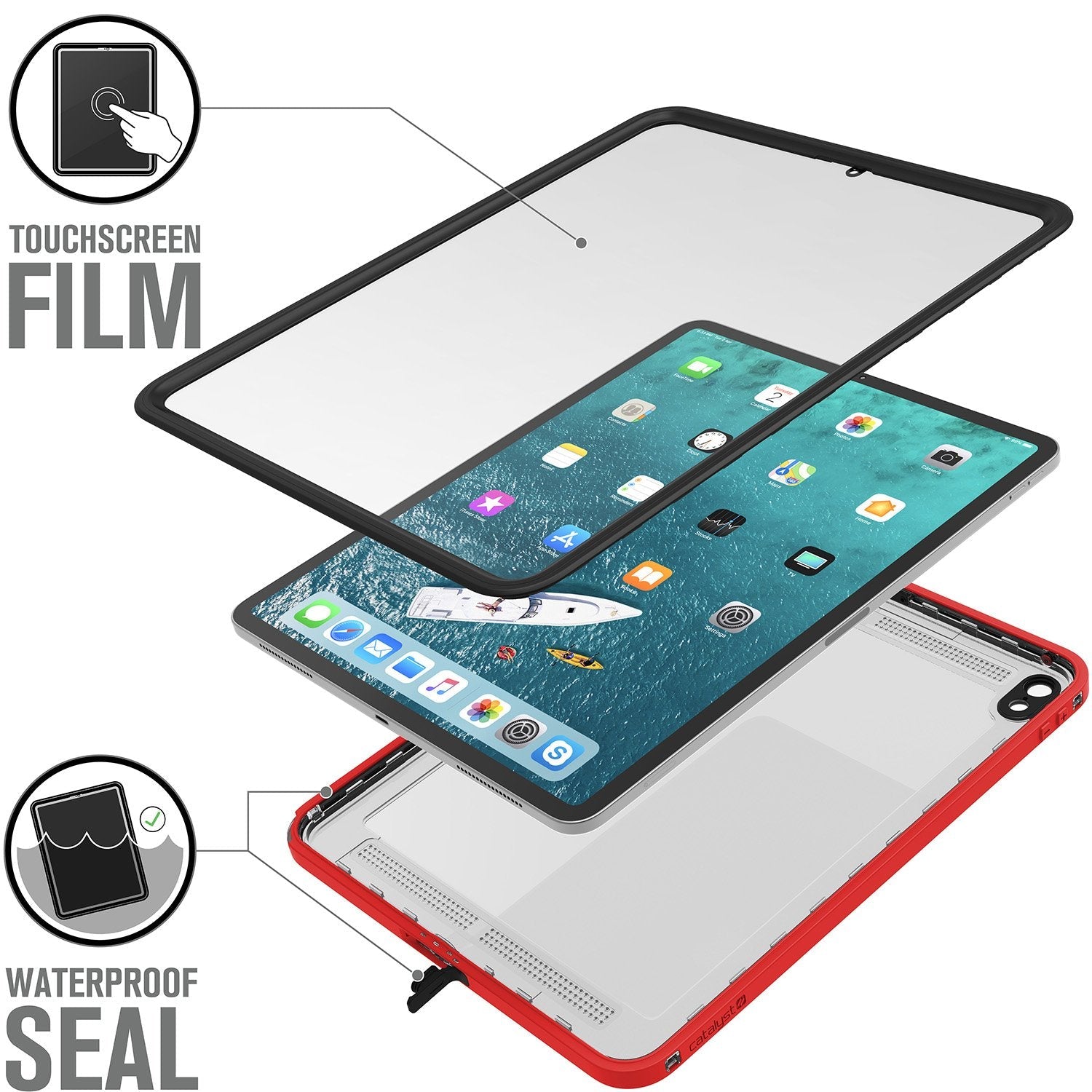 CATIPDPRO12RED3 | Waterproof Case for 12.9" iPad Pro (2018/3rd gen)