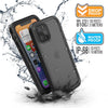 Catalyst iPhone 12 waterproof case total protection water proof drop proof Text reads Drop proof MIL STD 810G 10 Feet/3 meters Water proof IP_68 33 feet/10 meters