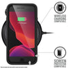 Catalyst iphone 8/7 impact protection case showing wireless charging in a stealth black colorway text reads wireless charging compatible screen protector compatible