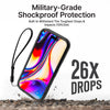 Phone case with military-grade shockproof protection feature on a white background